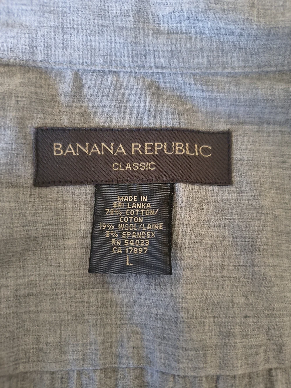 Banana Republic Classic Gray Button Down Shirt Men's L Cotton Wool Office Casual